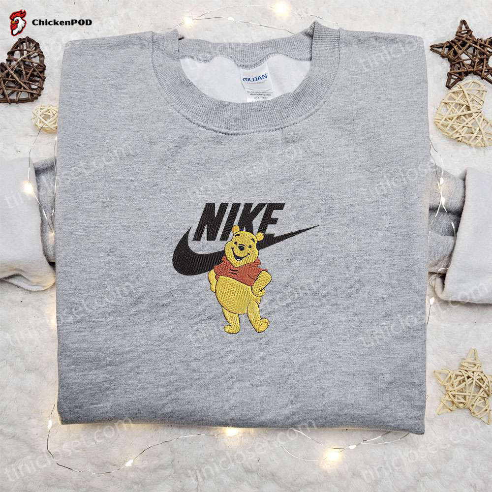 Winnie the Pooh x Nike Cartoon Embroidered Sweatshirt: Disney Characters Shirt Perfect Family Gift