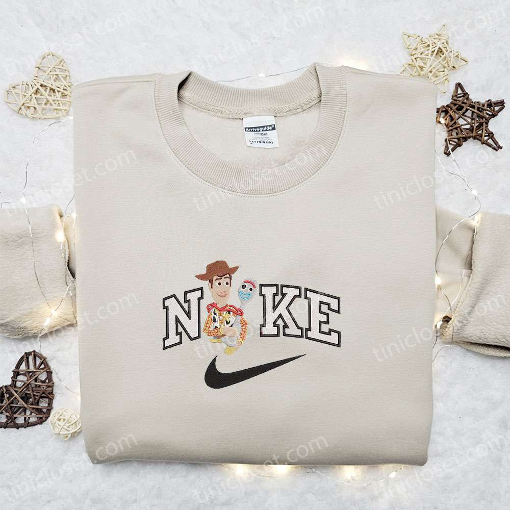 Disney Characters Embroidered Sweatshirt: Woody House x Nike Cartoon Shirt Best Family Gift Ideas