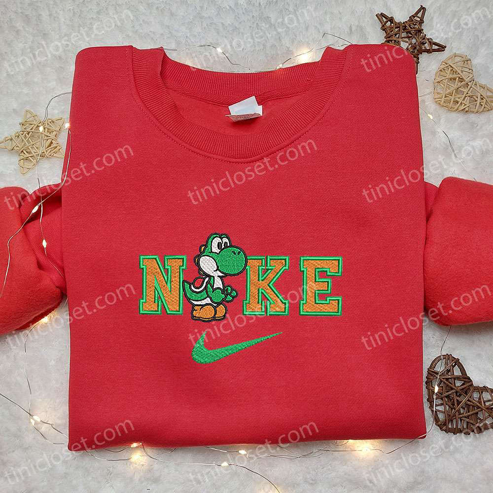 Yoshi x Nike Cartoon Embroidered Shirt Super Mario Hoodie & Custom T-shirt: Fun & Stylish Nike Embroidery