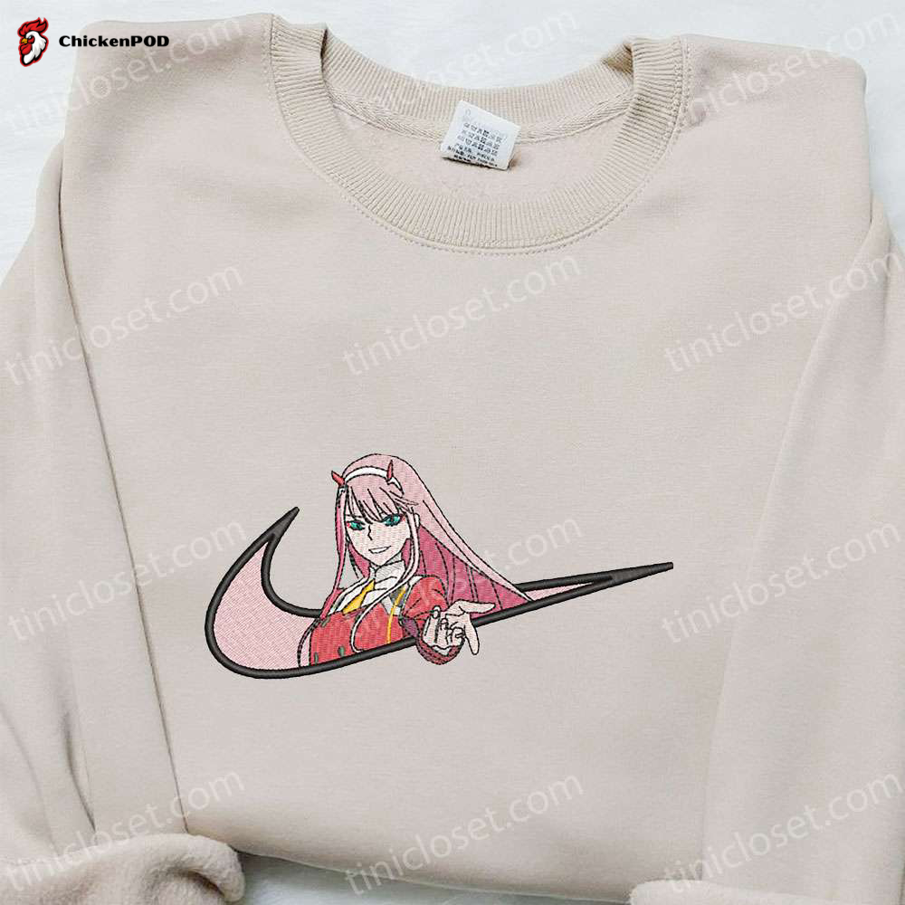 Zero Two x Swoosh Anime Sweatshirt: Nike Inspired Embroidered Shirt Custom T-shirt