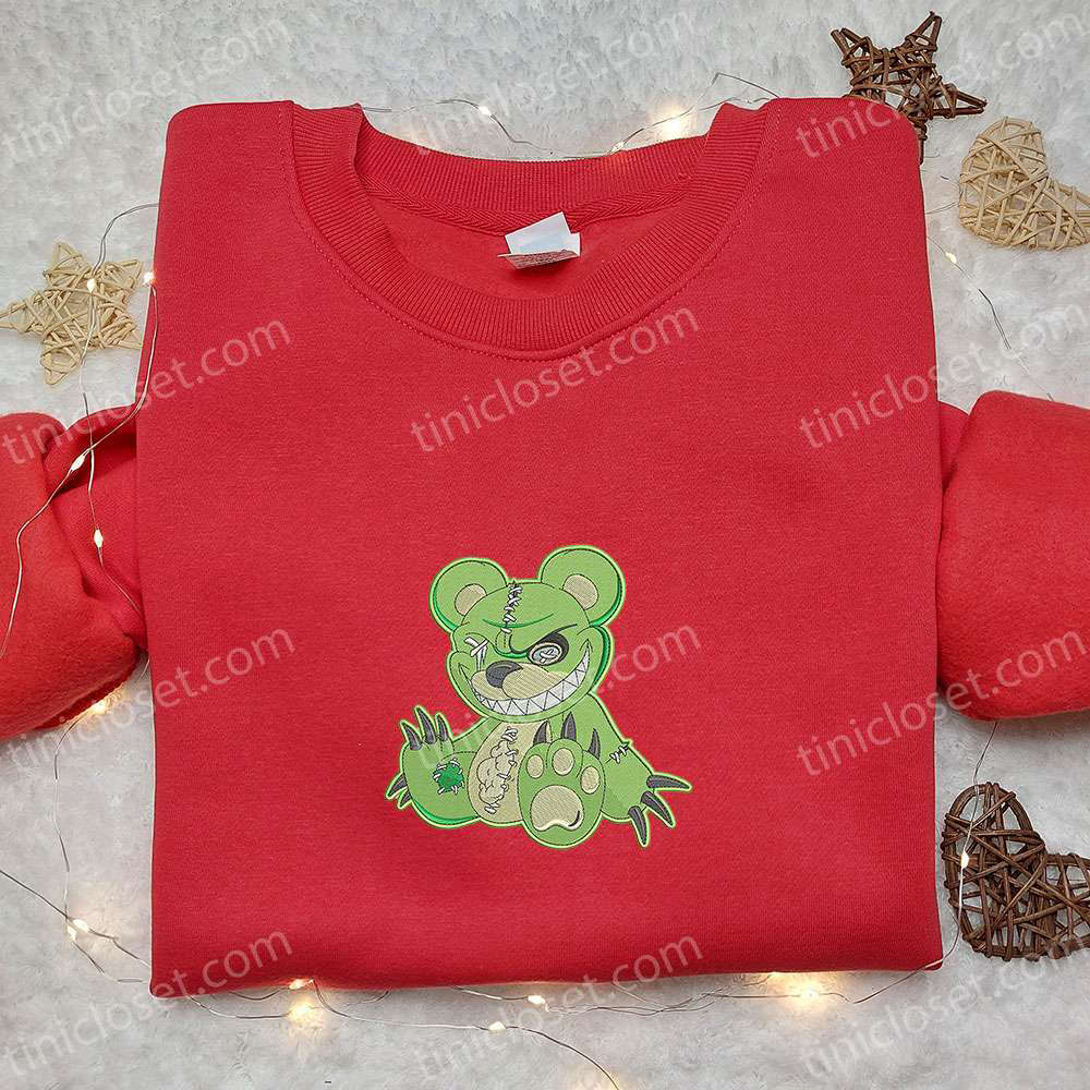 Spooky Zombie Bear Embroidered Sweatshirt & Halloween Hoodie – Best Gift Idea for Halloween