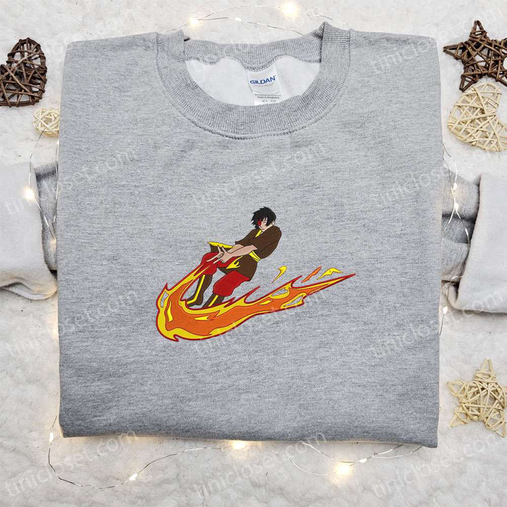 Zuko x Swoosh Anime Embroidered Sweatshirt: Avatar Shirt Perfect Family Gift