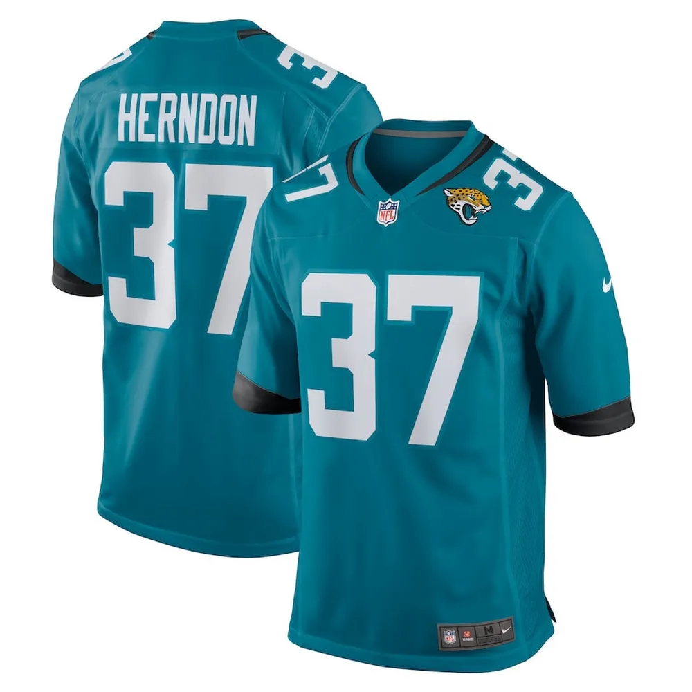 Tre Herndon 37 Jacksonville Jaguars Men’s Game Jersey – Teal