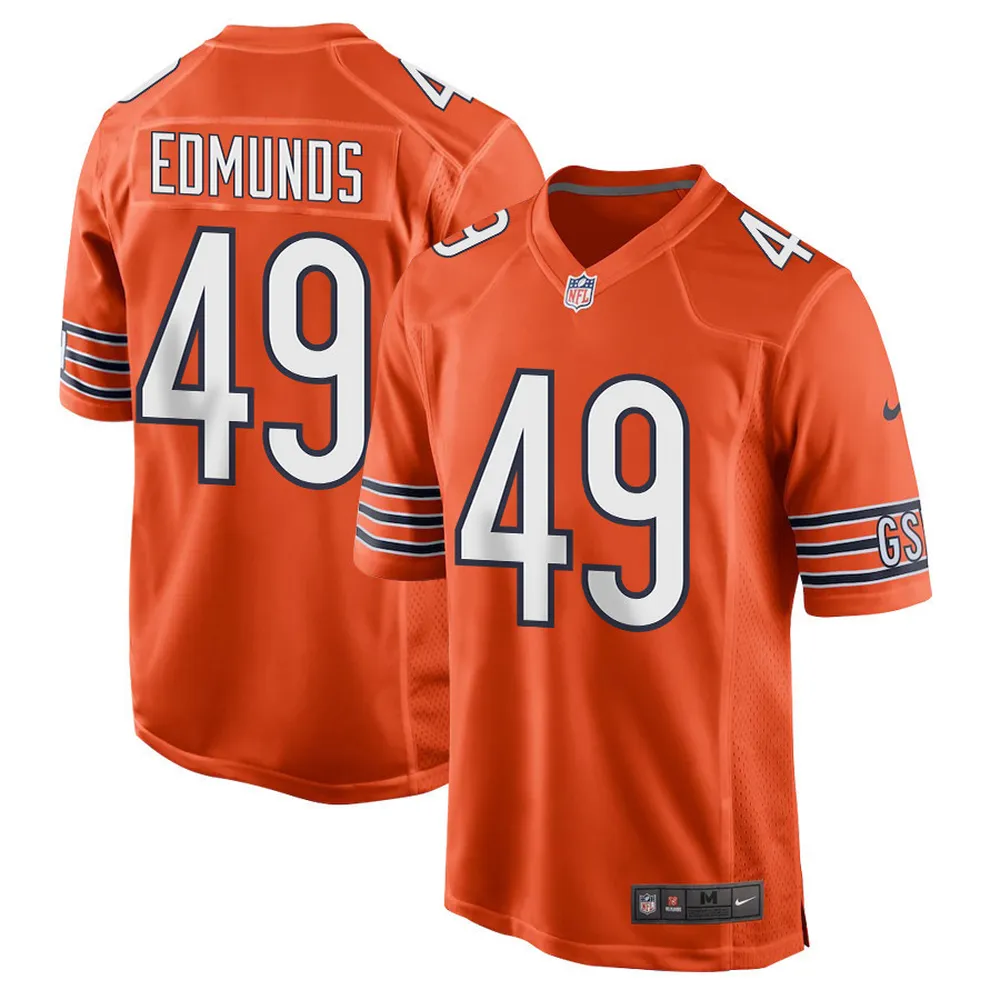 Tremaine Edmunds 49 Chicago Bears Men Alternate Game Jersey – Orange