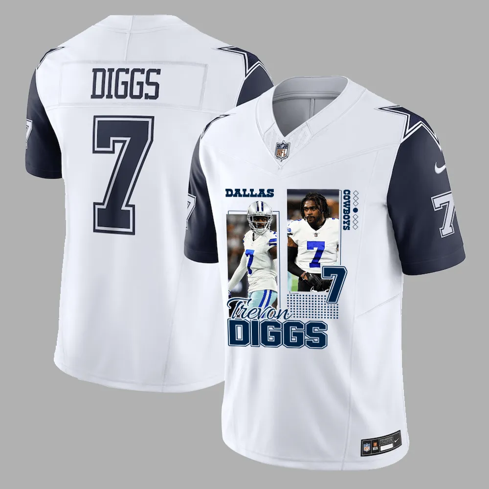 Trevon Diggs 7 Dallas Cowboys Art Design Game Jersey – Men, Navy