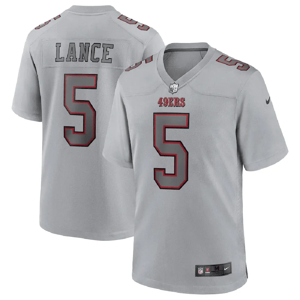 Trey Lance San 5 Francisco 49ers Men Atmosphere Fashion Game Jersey – Gray