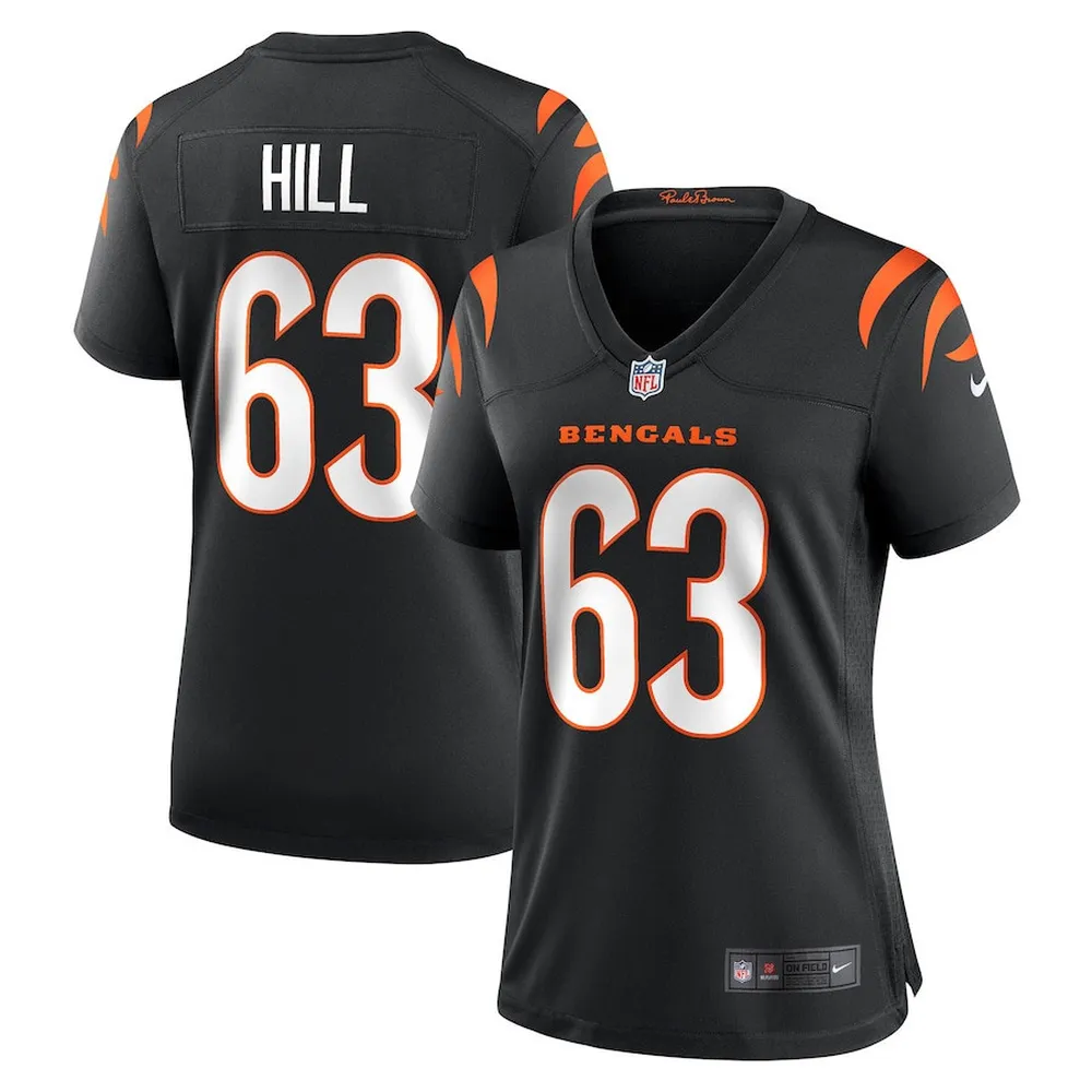 Trey Hill 63 Cincinnati Bengals Game Jersey – Black