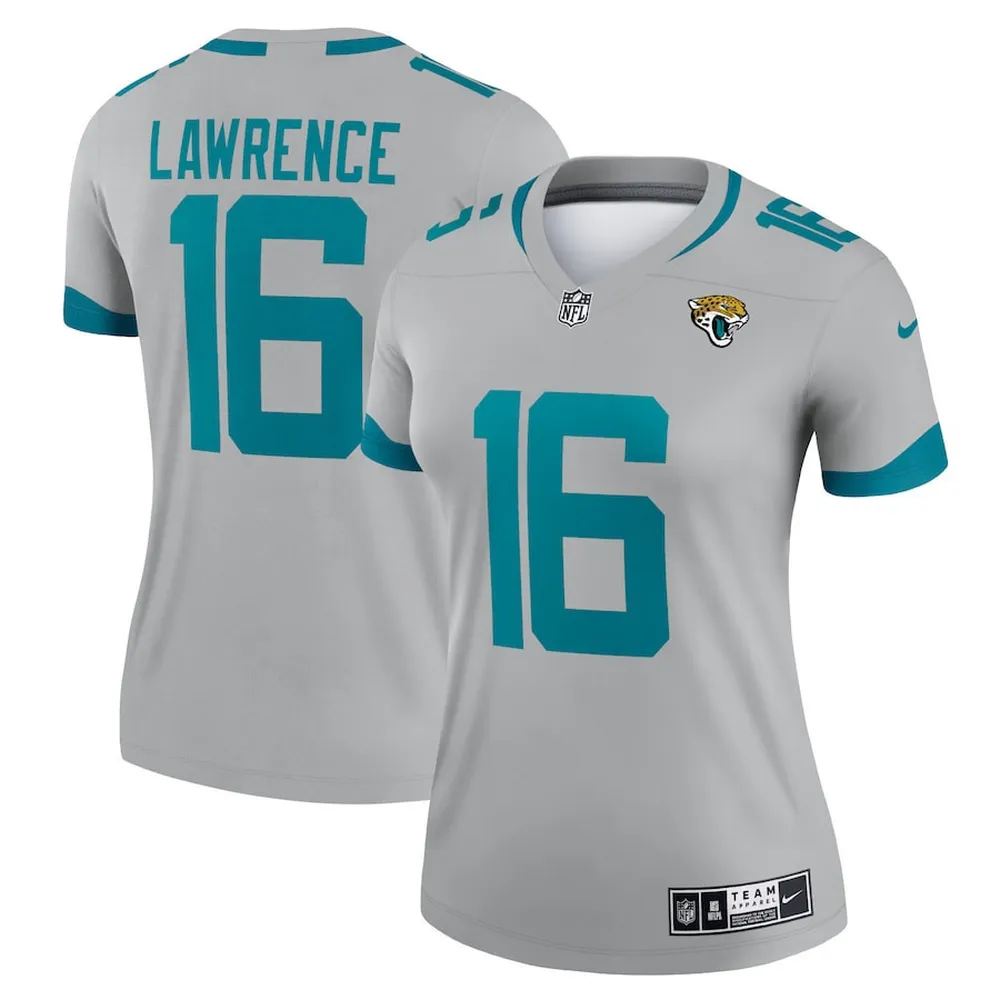 Trevor Lawrence 16 Jacksonville Jaguars Women’s Inverted Legend Game Jersey – Silver