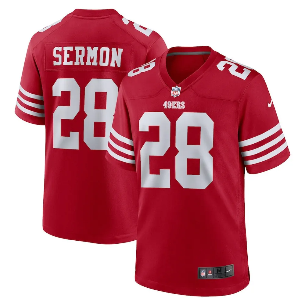 Trey Sermon 28 San Francisco 49ers Player Game Jersey – Scarlet