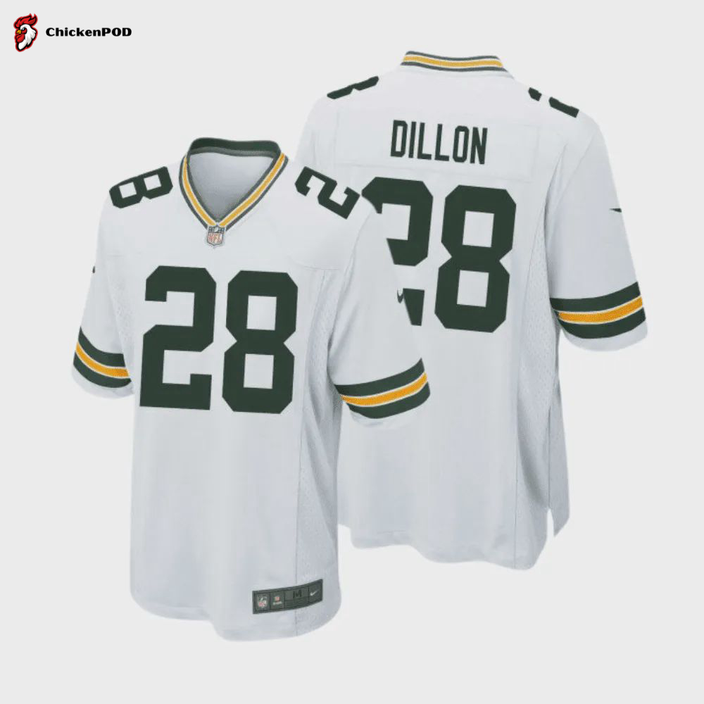 Aillon 28 Green Bay Packers Men Away Game Jersey – White