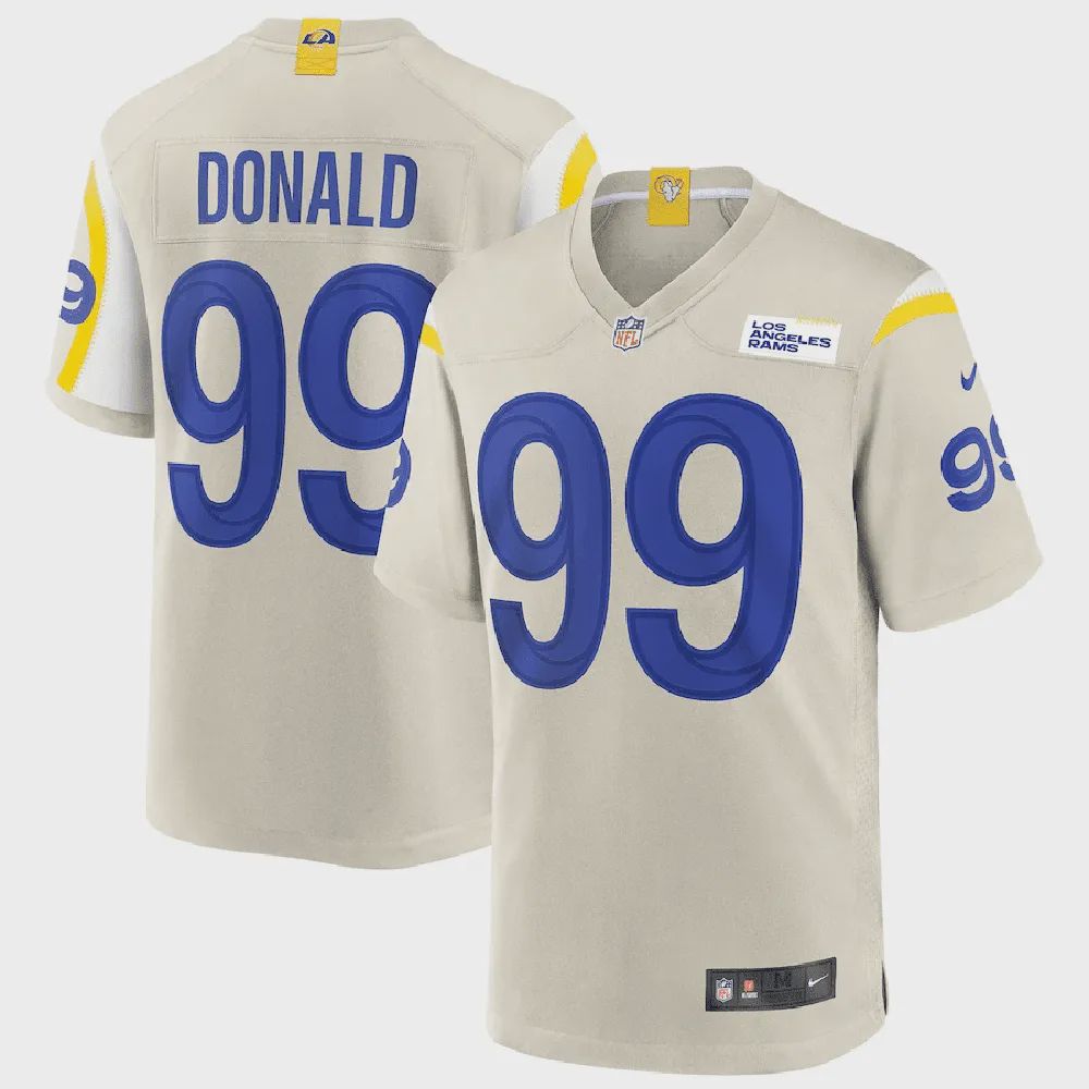 Aaron Donald 99 Los Angeles Rams Game Jersey – Bone