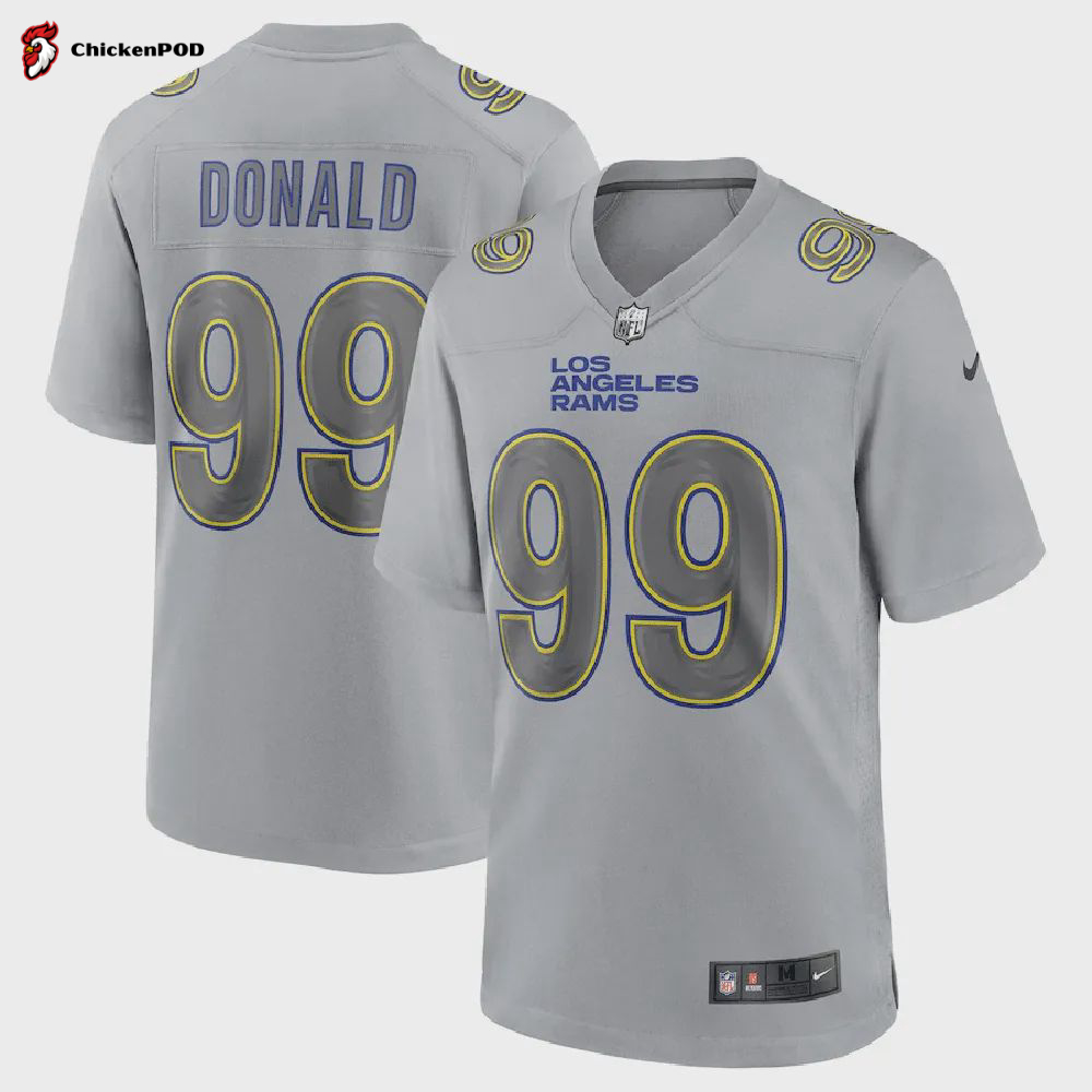 Aaron Donald 99 Los Angeles Rams Men Atmosphere Fashion Game Jersey – Gray