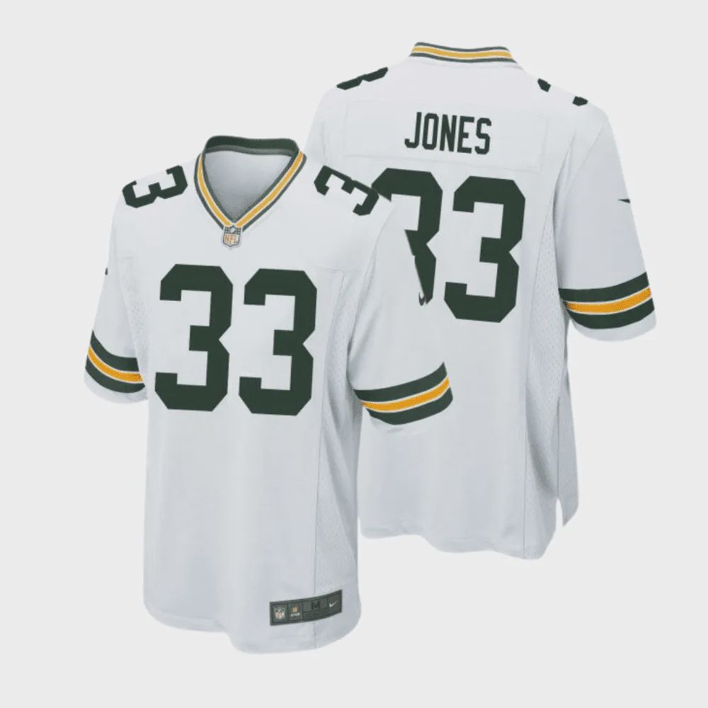 Aaron Jones 33 Green Bay Packers Men Away Game Jersey – White