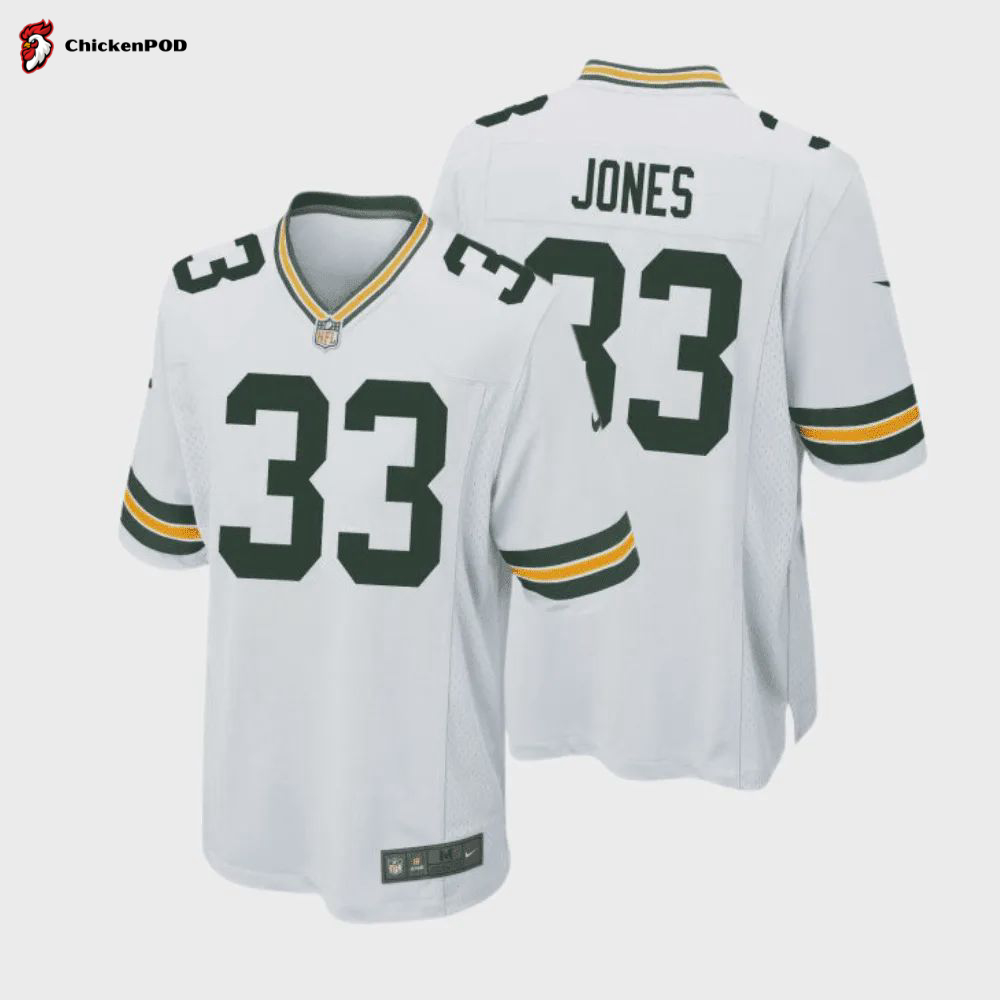 Aaron Jones 33 Green Bay Packers Men Away Game Jersey – White