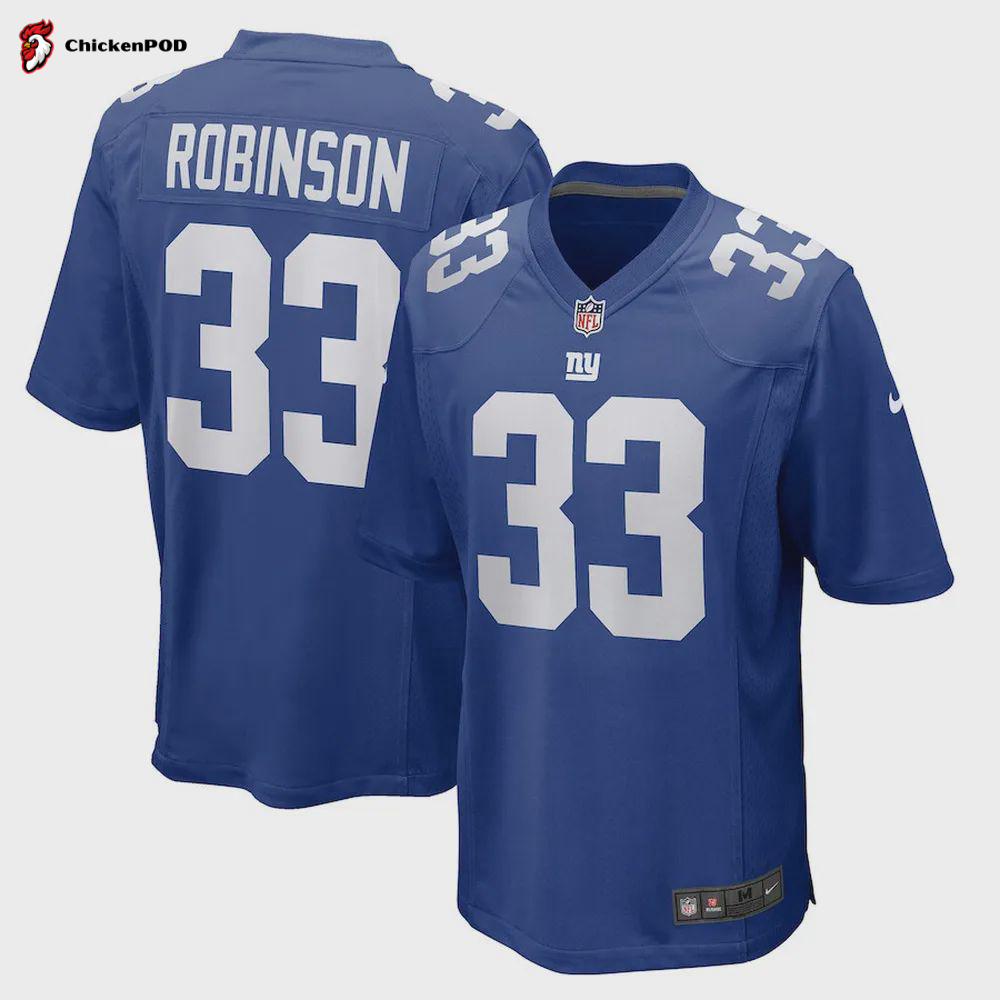 Aaron Robinson 33 New York Giants Game Player Jersey – Royal