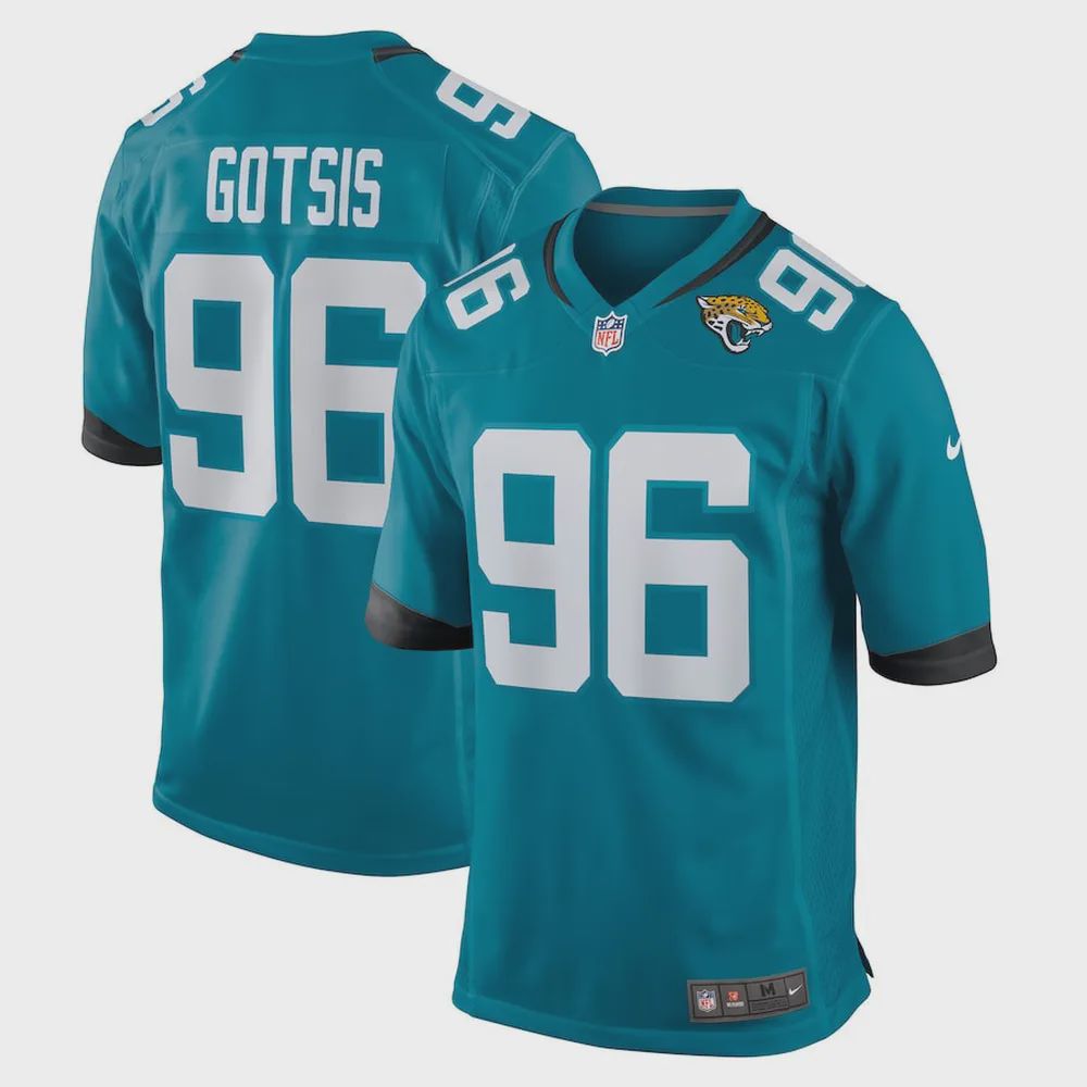 Adam Gotsis 96 Jacksonville Jaguars Men’s Game Jersey – Teal