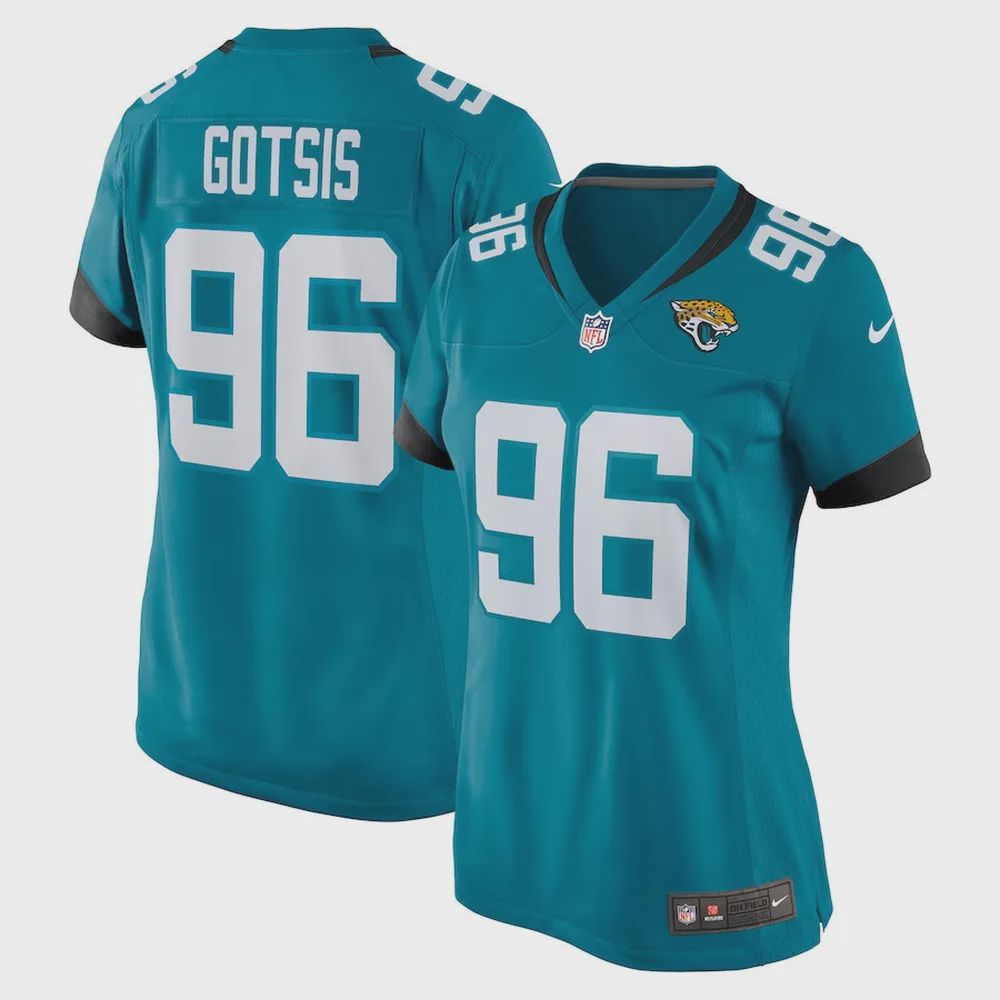 Adam Gotsis 96 Jacksonville Jaguars Women’s Game Jersey – Teal