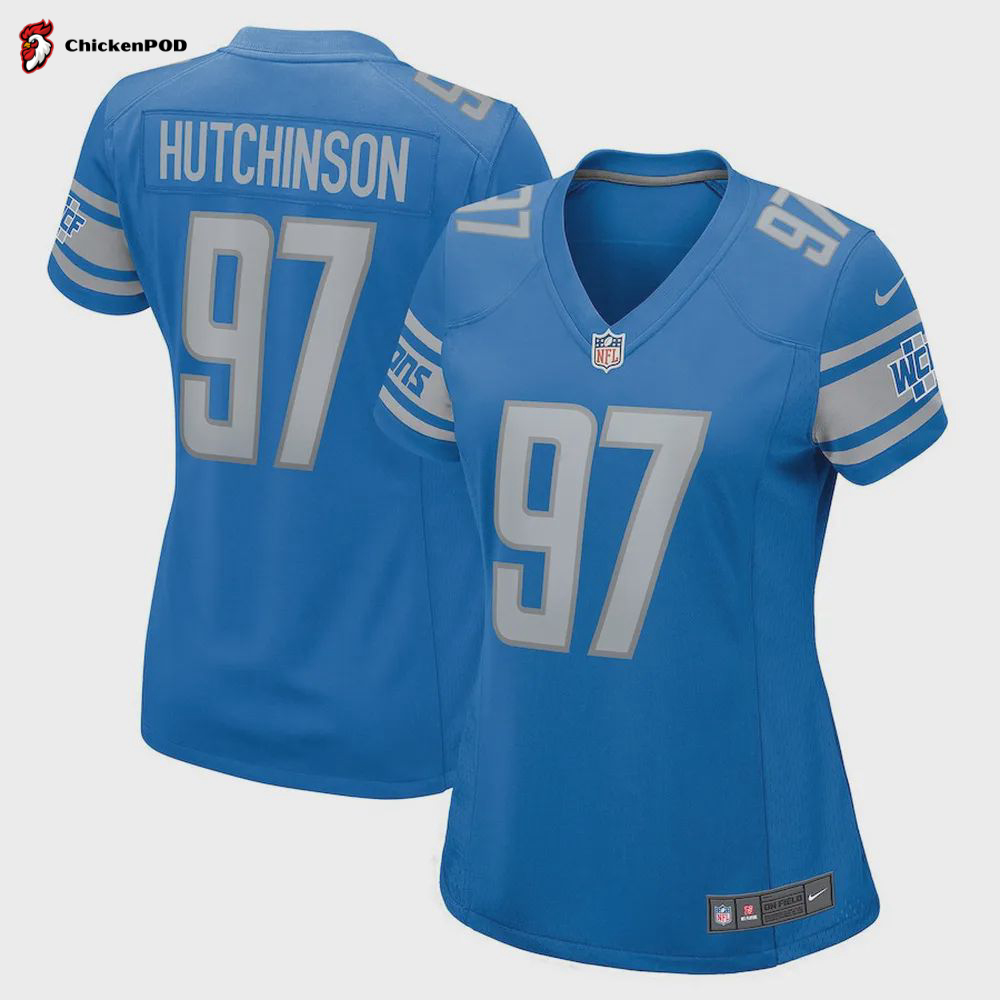 Aidan Hutchinson 97 Detroit Lions Women’s 2022 Draft First Round Pick Game Jersey In Blue