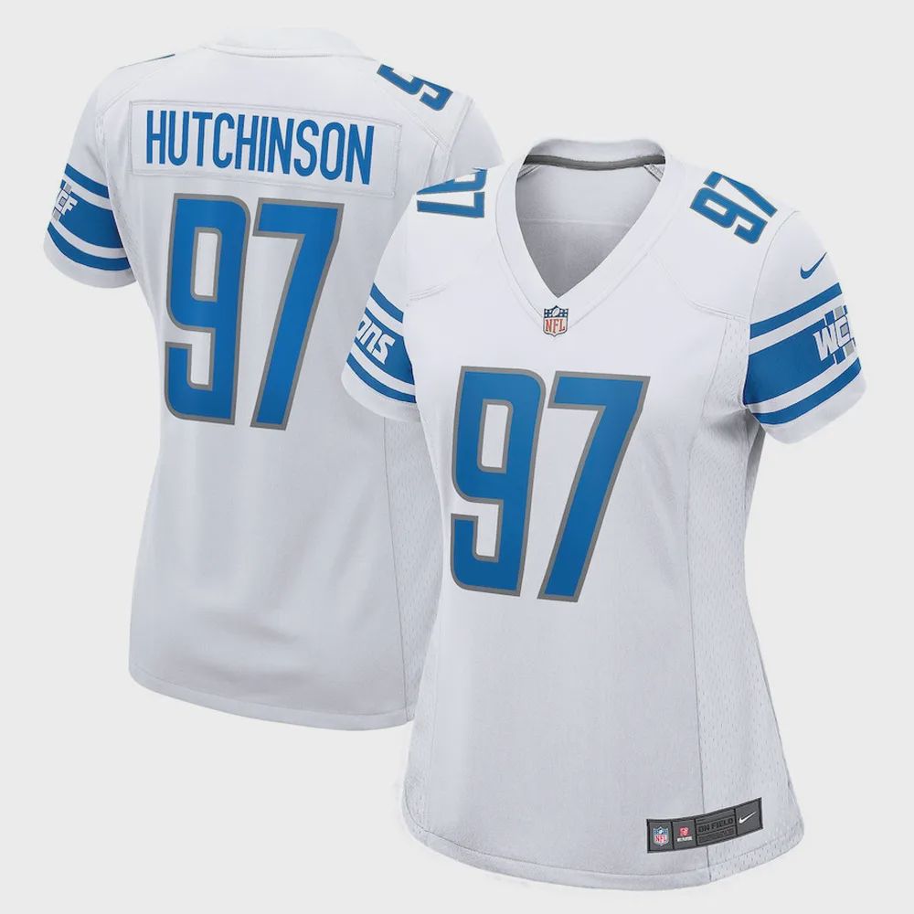 Aidan Hutchinson 97 Detroit Lions Women’s 2022 Draft First Round Pick Game Jersey In White