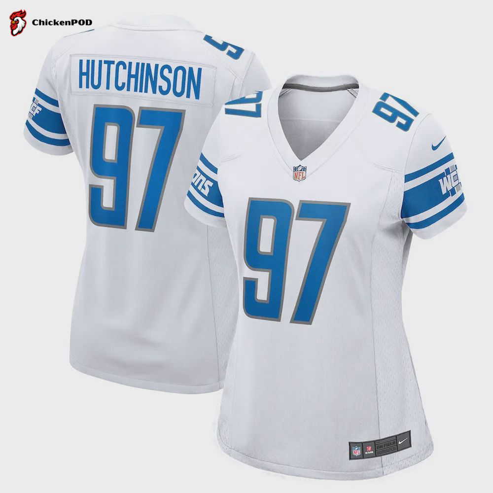 Aidan Hutchinson 97 Detroit Lions Women’s 2022 Draft First Round Pick Game Jersey In White