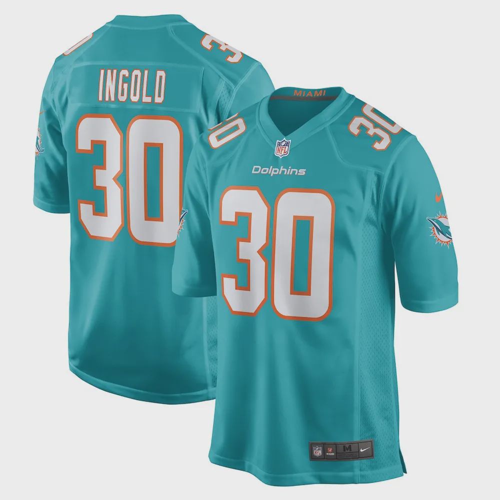 Alec Ingold 30 Miami Dolphins Men Game Jersey – Aqua