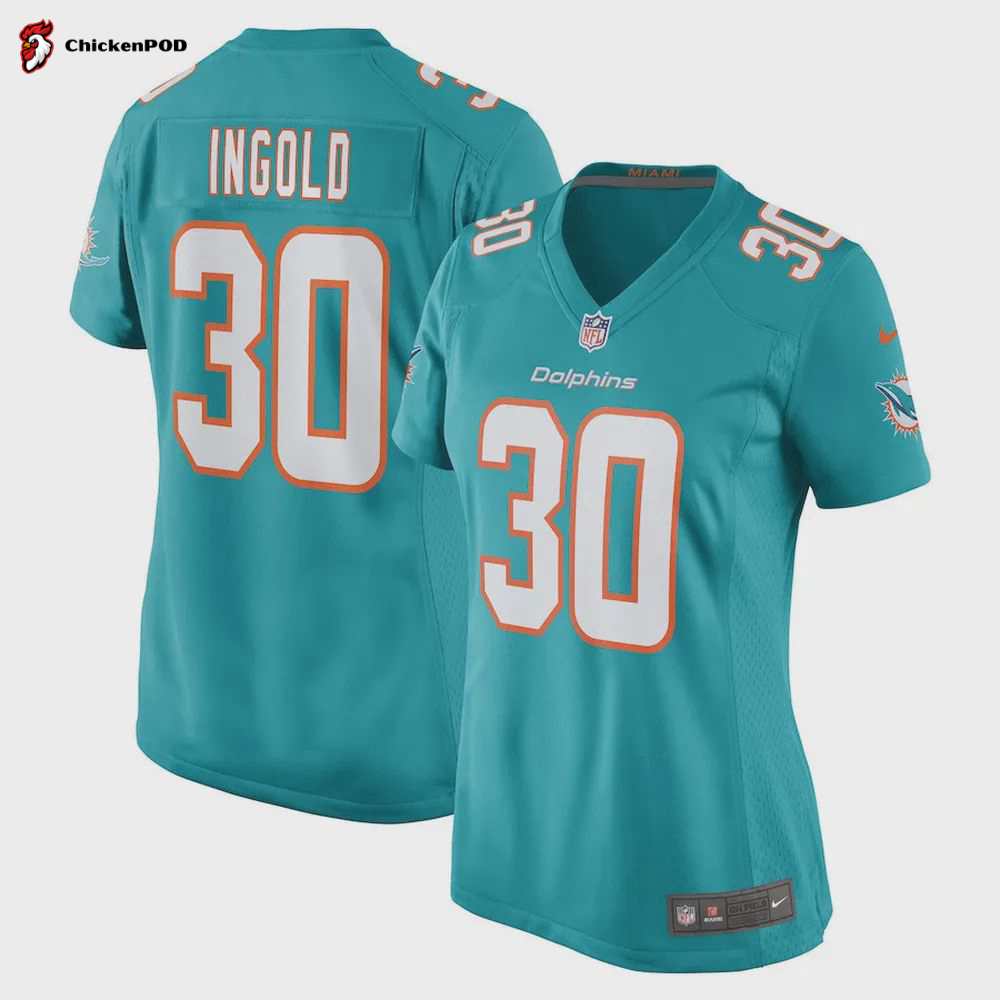 Alec Ingold Miami Dolphins Women’s Game Player Jersey – Aqua