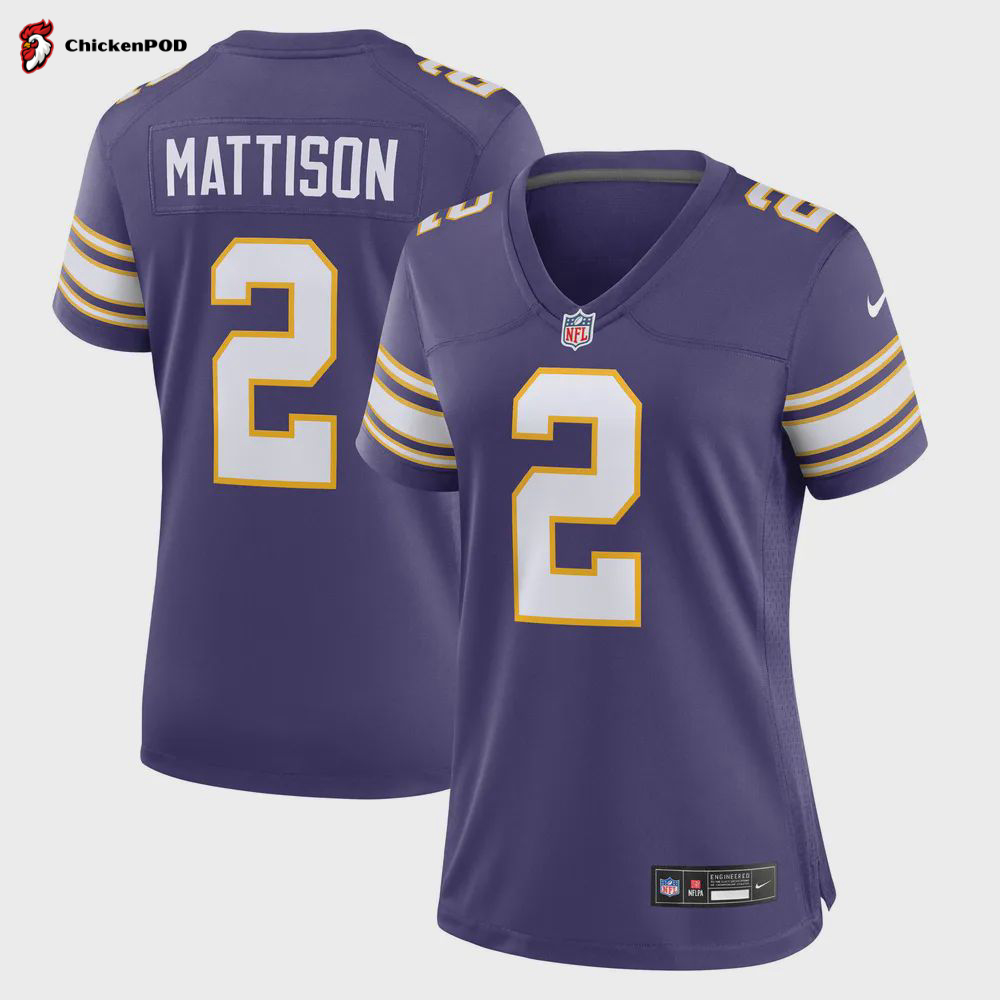 Alexander Mattison 2 Minnesota Vikings Women’s Classic Game Jersey – Purple