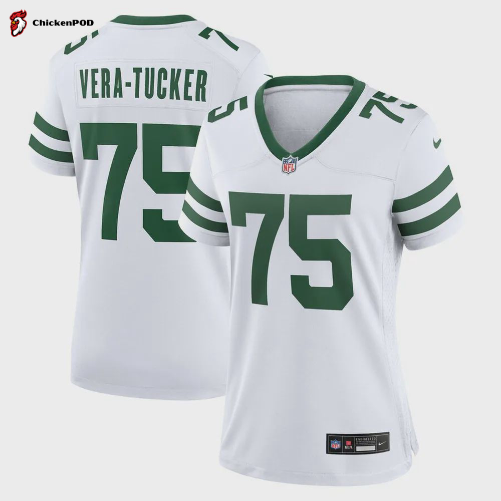 Alijah Vera-Tucker 75 New York Jets Women’s Player Game Jersey – White