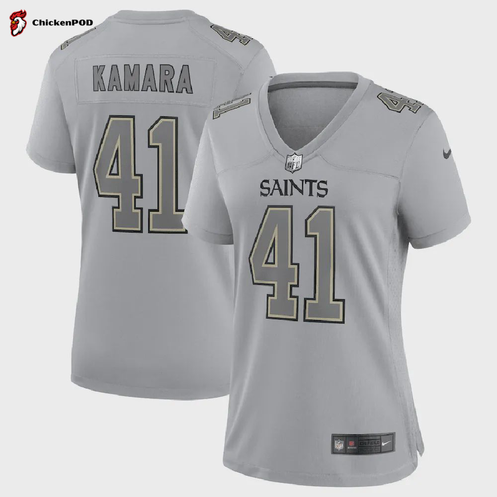 Alvin Kamara 41 New Orleans Saints Women’s Atmosphere Fashion Game Jersey – Gray