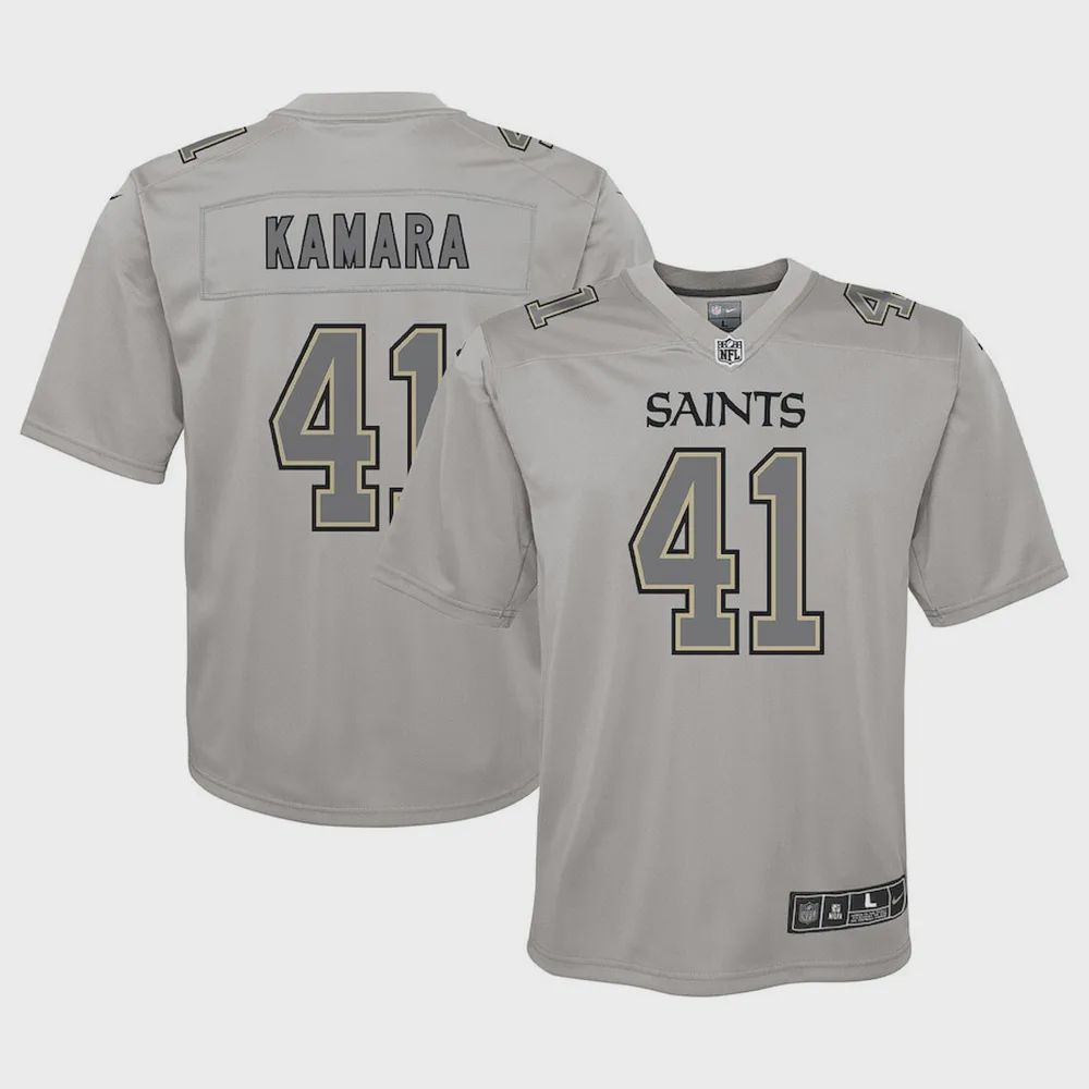 Alvin Kamara 41 New Orleans Saints Youth Atmosphere Game Jersey – Gray