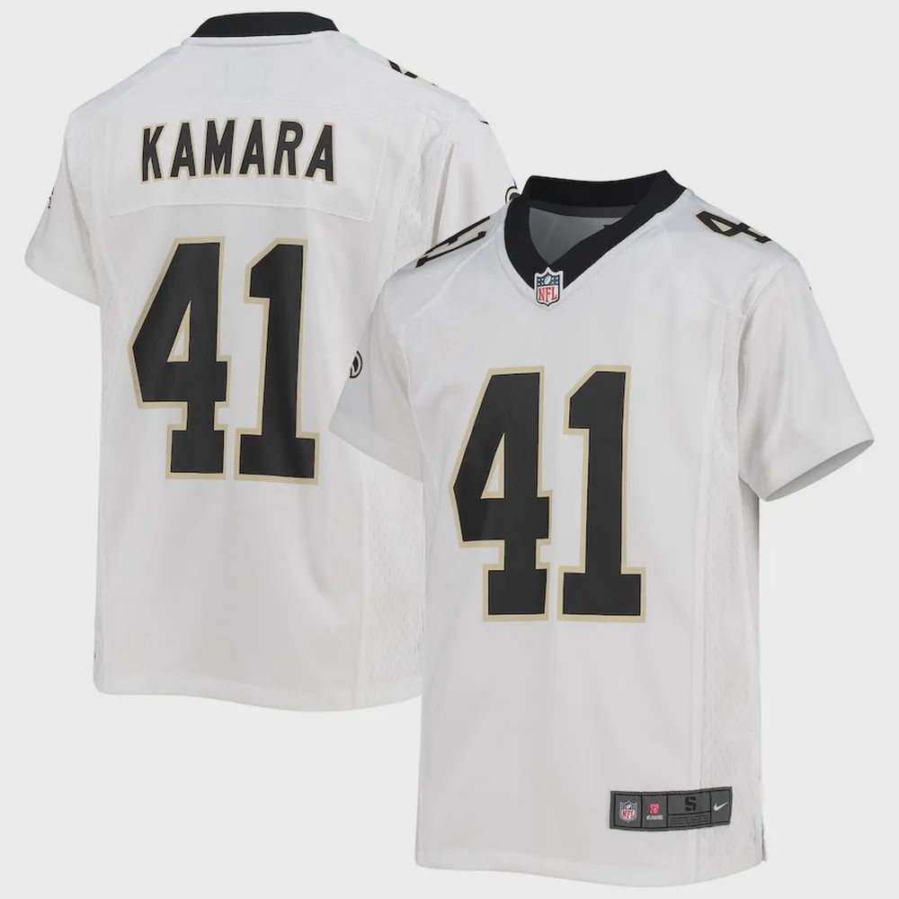 Alvin Kamara 41 New Orleans Saints YOUTH Game Jersey – White