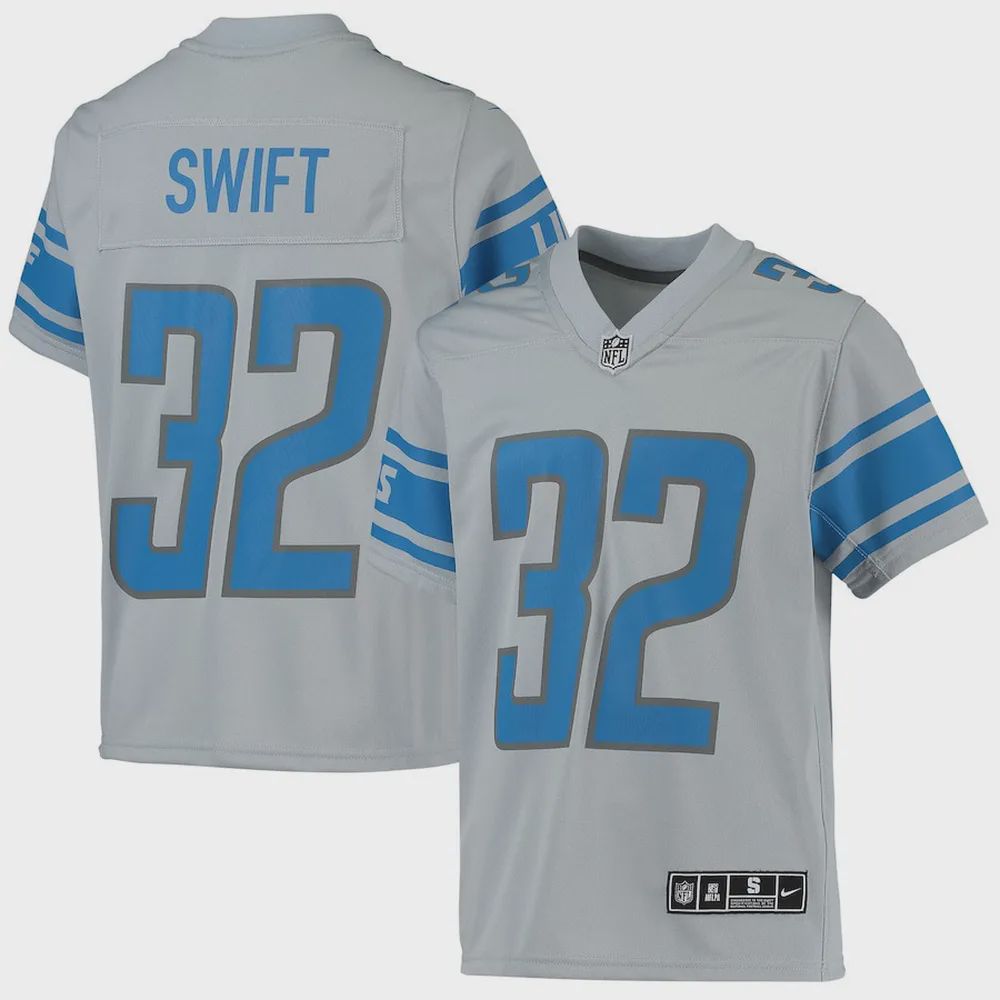 Andre Swift Detroit Lions Youth Inverted Team Game Jersey – Silver