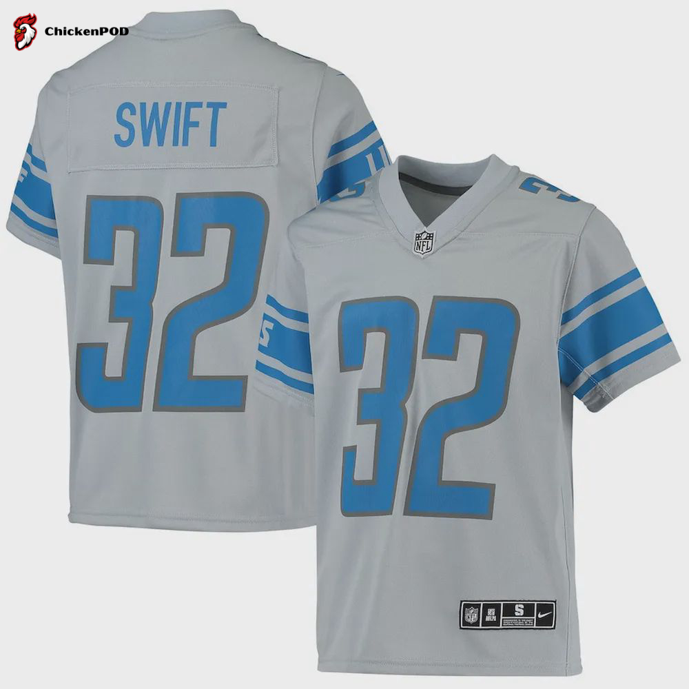 Andre Swift Detroit Lions Youth Inverted Team Game Jersey – Silver