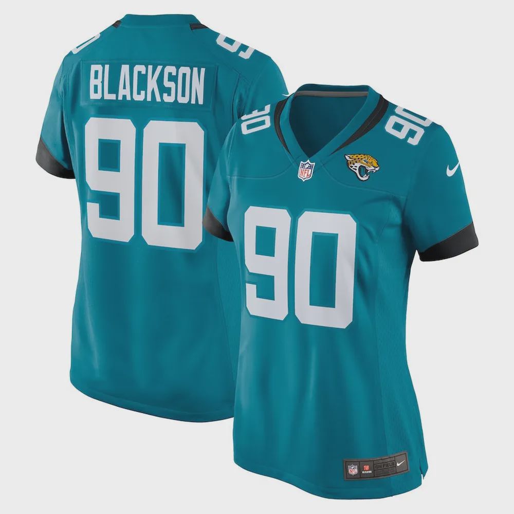 Angelo Blackson 90 Jacksonville Jaguars Women’s Team Game Jersey – Teal