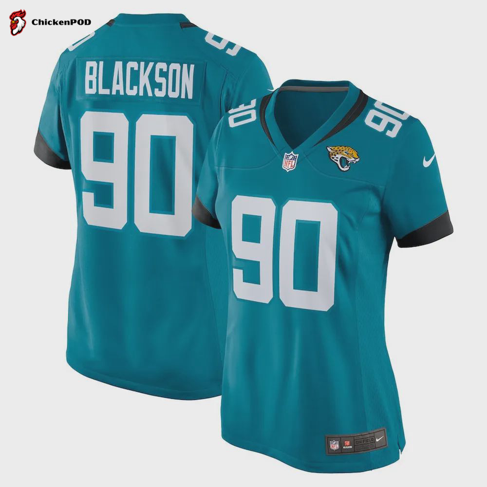 Angelo Blackson 90 Jacksonville Jaguars Women’s Team Game Jersey – Teal