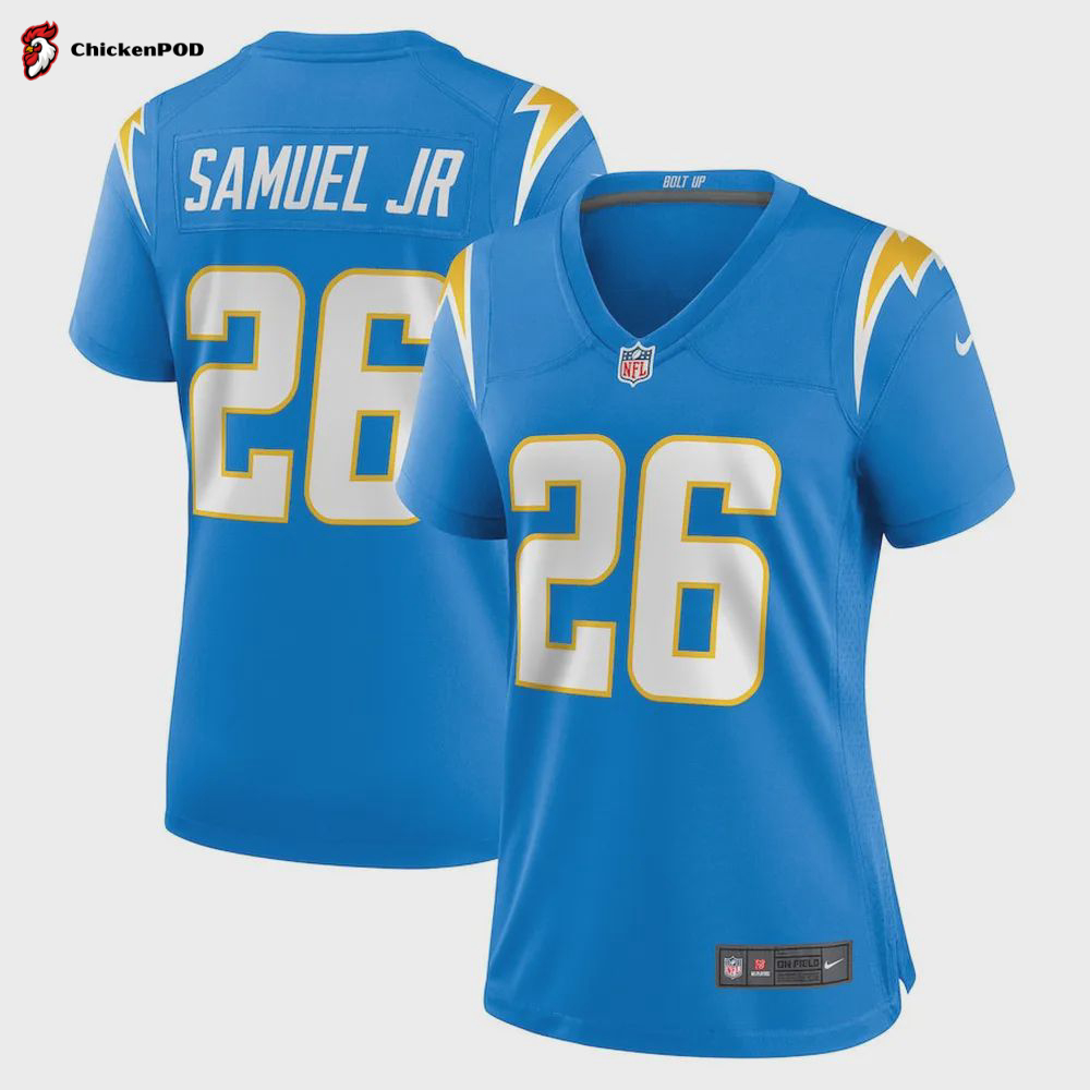 Asante Samuel Jr. 26 Los Angeles Chargers Women’s Game Player Jersey – Powder Blue