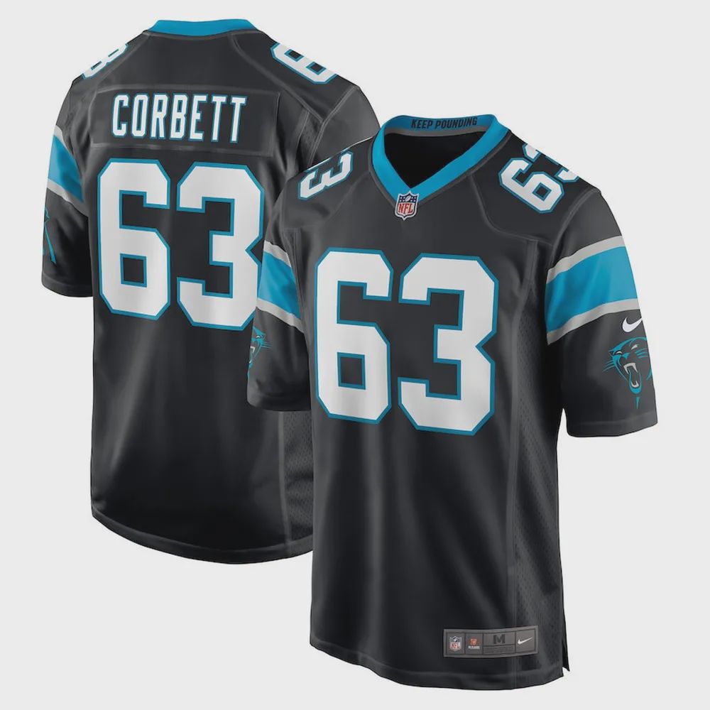 Austin Corbett 63 Carolina Panthers Men’s Game Jersey – Black