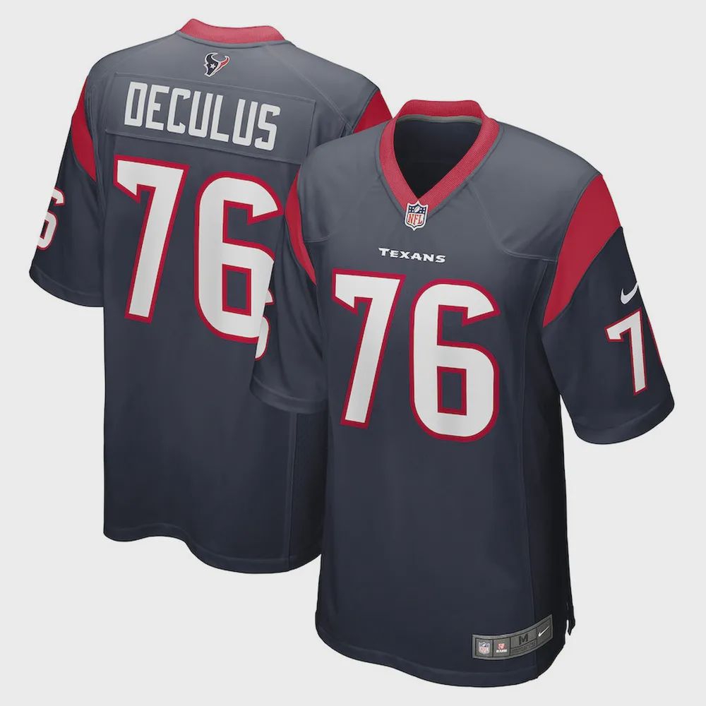 Austin Deculus 76 Houston Texans Men’s Game Jersey – Navy