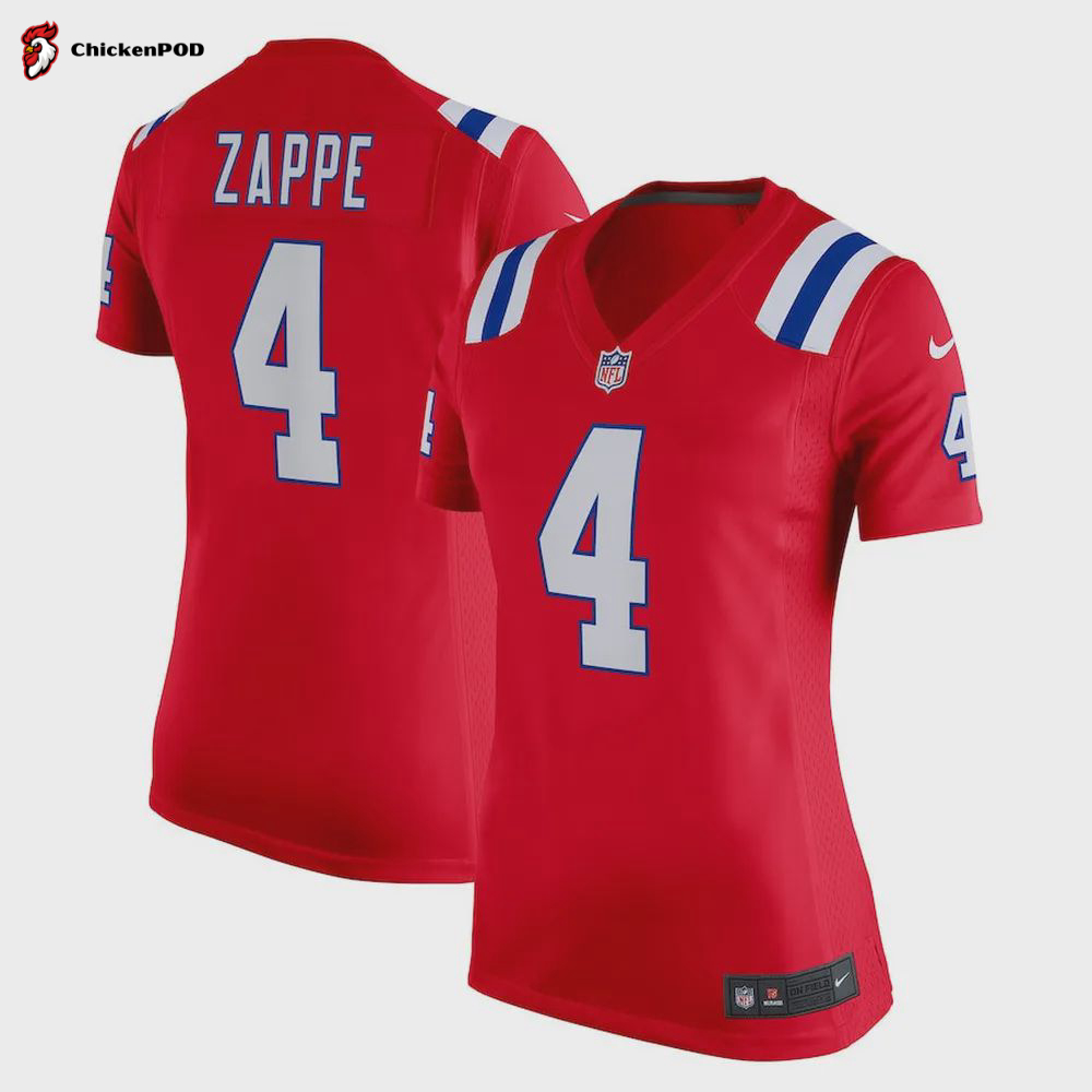 Bailey Zappe 4 New England Patriots Women’s Alternate Game Player Jersey – Red