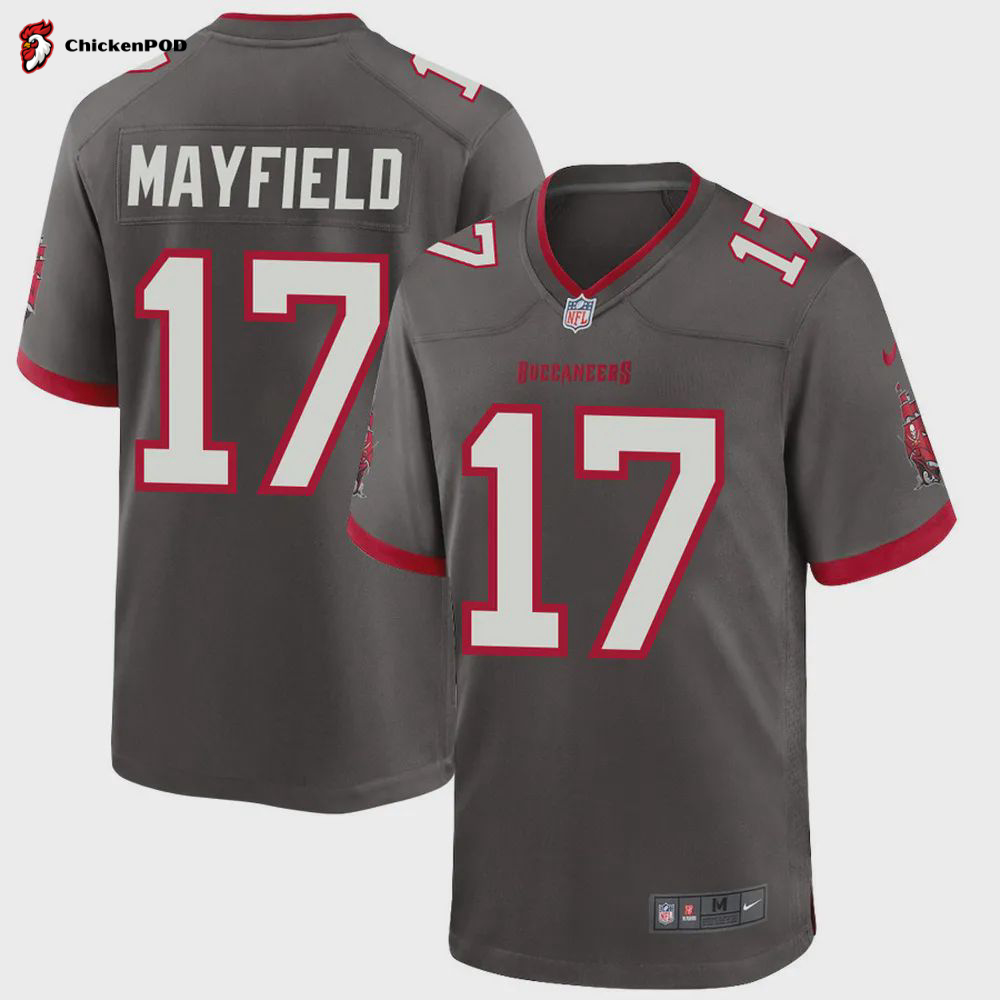 Baker Mayfield 17 Tampa Bay Buccaneers Men Alternate Game Jersey – Pewter