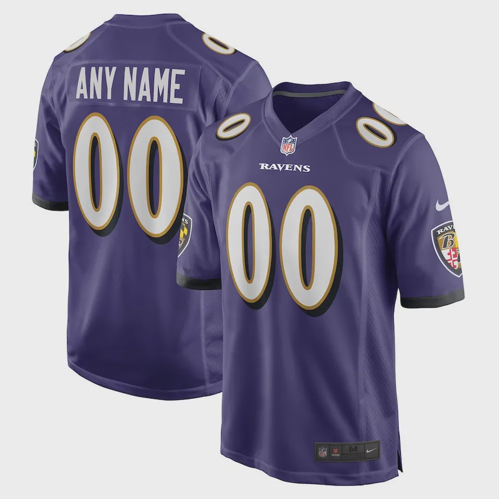 Baltimore Ravens Youth Custom 00 Game Jersey – Purple