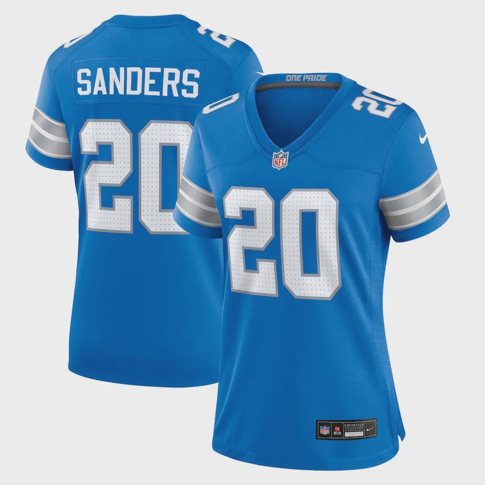 Barry Sanders 20 Detroit Lions Women’s Player Game Jersey – Blue