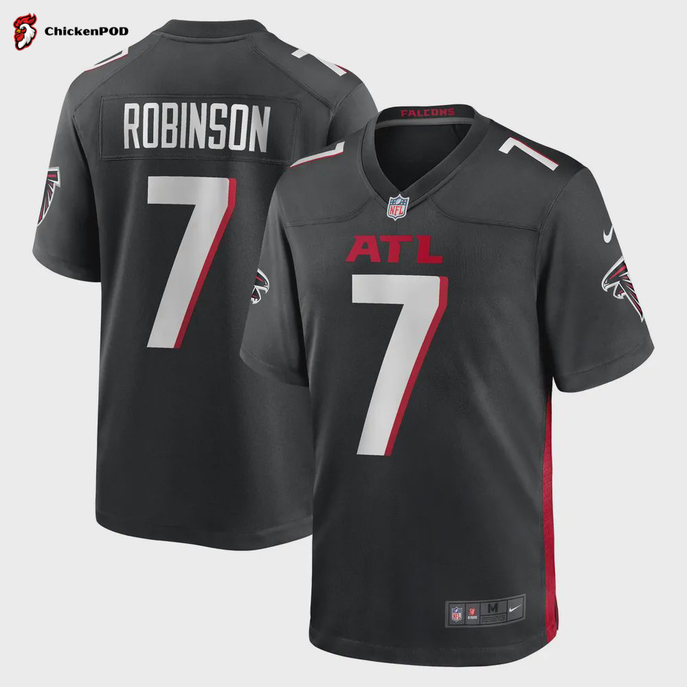 Bijan Robinson 7 Atlanta Falcons 2023 NFL Draft Game Jersey – Black