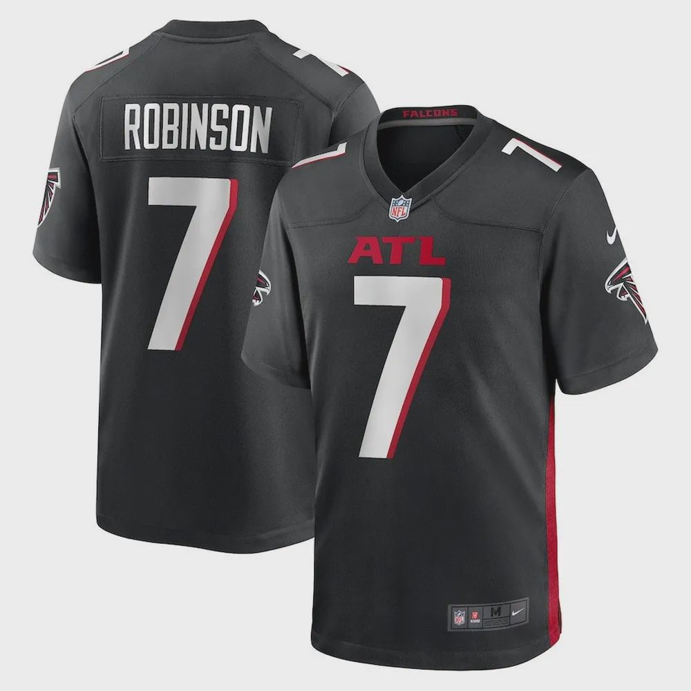 Bijan Robinson 7 Atlanta Falcons Youth 2023 Draft First Round Pick Game Jersey – Black