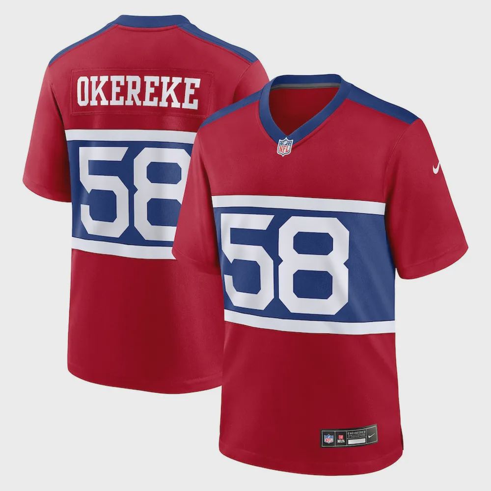 Bobby Okereke 58 New York Giants Alternate Player Game Jersey – Century Red