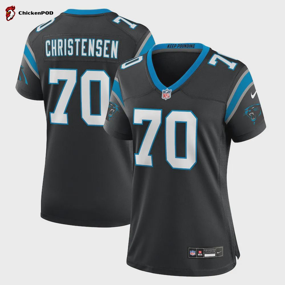 Brady Christensen 70 Carolina Panthers Women’s Team Game Jersey – Black