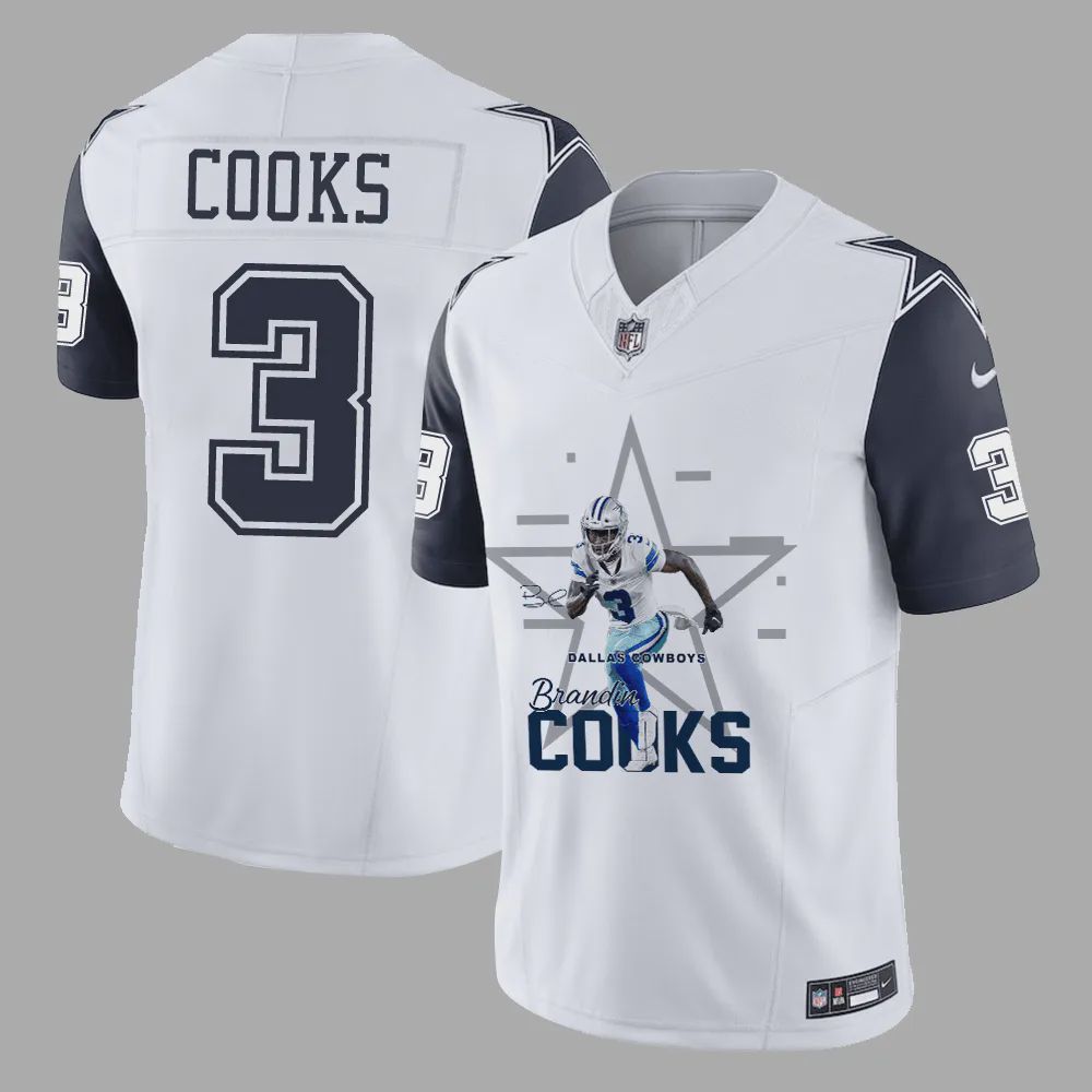 Brandin Cooks 3 Dallas Cowboys Drive to Victory Game Jersey – Men, White