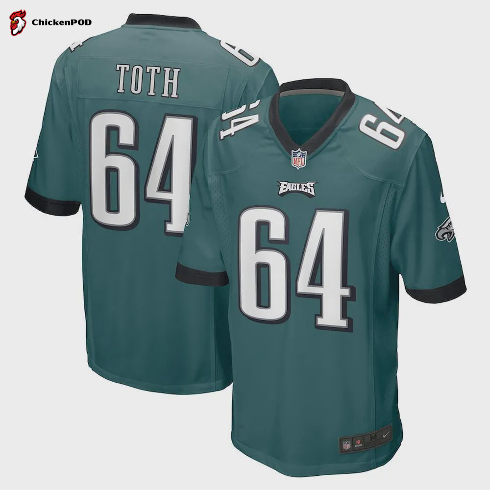 Brett Toth 64 Philadelphia Eagles Game Jersey – Midnight Green