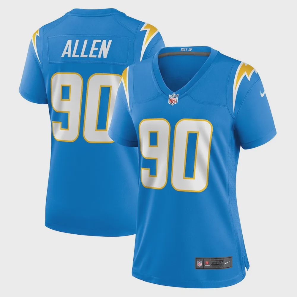 Brevin Allen 90 Los Angeles Chargers Women Team Game Jersey – Powder Blue