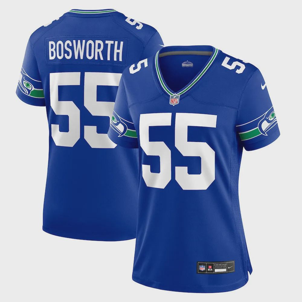 Brian Bosworth 55 Seattle Seahawks Women’s Throwback Player Game Jersey – Royal